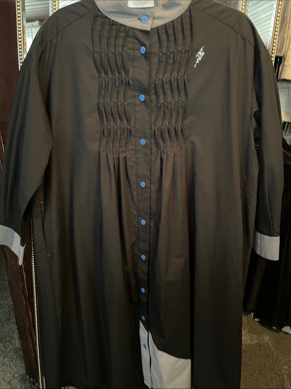 Super lady by Kasan Yamamoto Black Button-Front dress with Contrast Trim
